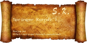 Springer Kornél névjegykártya